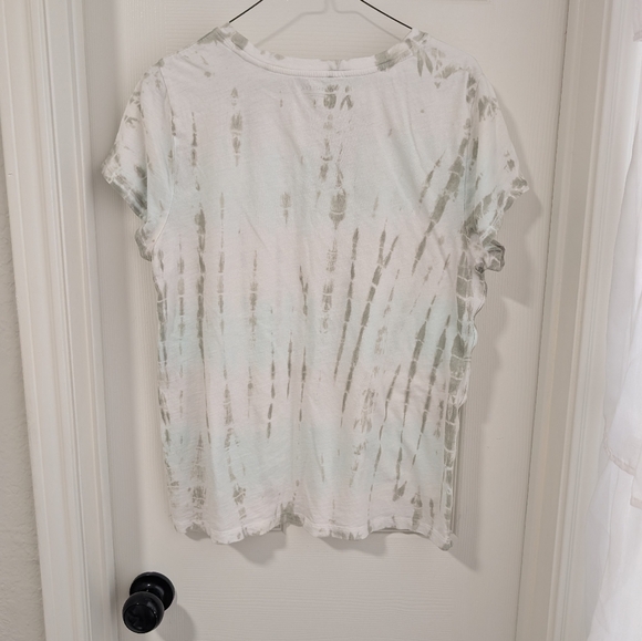 2/$10 Athleta White/Green Tie Dye Short Sleeve Tee - Picture 4 of 5